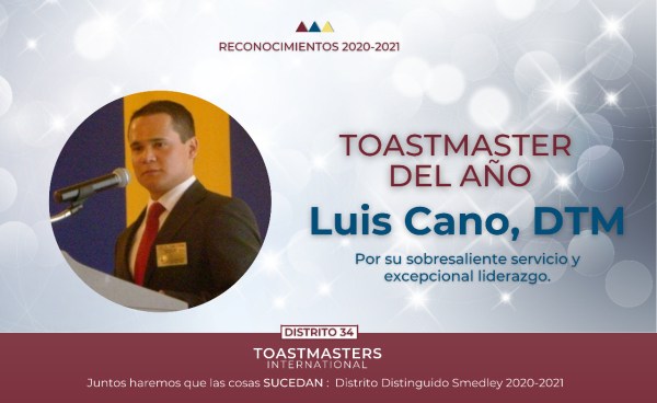 Luis Cano, Toastmaster del Año 2020-2021